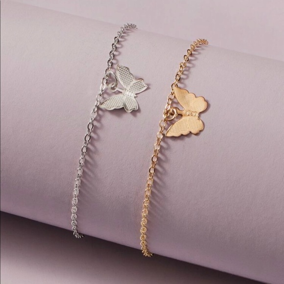 gold/silver butterfly anklet - Picture 1 of 3